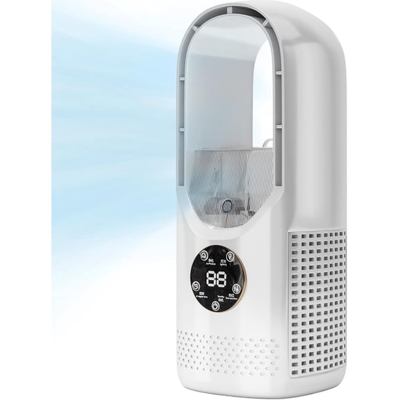 6-Speed Bladeless Electric Fan With Light And 7-Color Light, Ultrasonic Mist Humidifier Built, Travel-Friendly & Compact Ultra, Easy To Use & Ready Anywhere