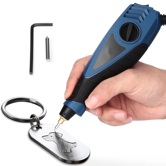 6-Speed Electric Grout Remover Handheld Engraving Etching Tool with Tungsten Carbide Steel Bit and Hex Key Ink blue 220V