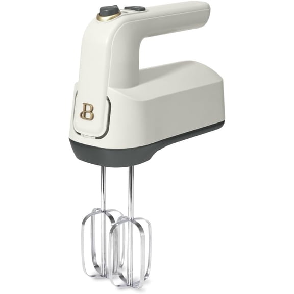 6-Speed Electric Hand Mixer, White Icing  Lightweight Handheld Mixer with Turbo Boost, Stainless Steel Beaters & Whisk, Compact Storage, White Icing