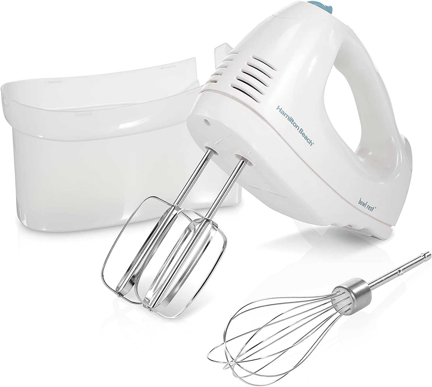 6-Speed Electric Hand Mixer with Whisk & 3-in-1 Egg Cooker for Hard Boiled Eggs, Poacher, Omelet Maker & Vegetable Steamer, Holds 7, Mint