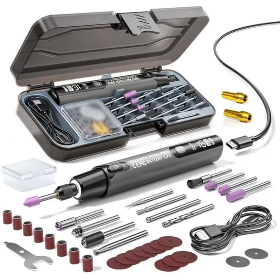 6-Speed Engraving Pen for Metal Wood Glass Plastic Leather & All Materials,USB Rechargeable Cordless Engraver Tool, Handheld Engraving Machine for DIY, Arts and Crafts, Gifts for Teen Boys (Black)