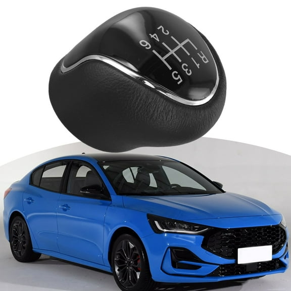 6 Speed Gear Shift Knob Black Pu Leather For Ford Mondeo S-Max C-Max Focus Manual Transmission Replacement