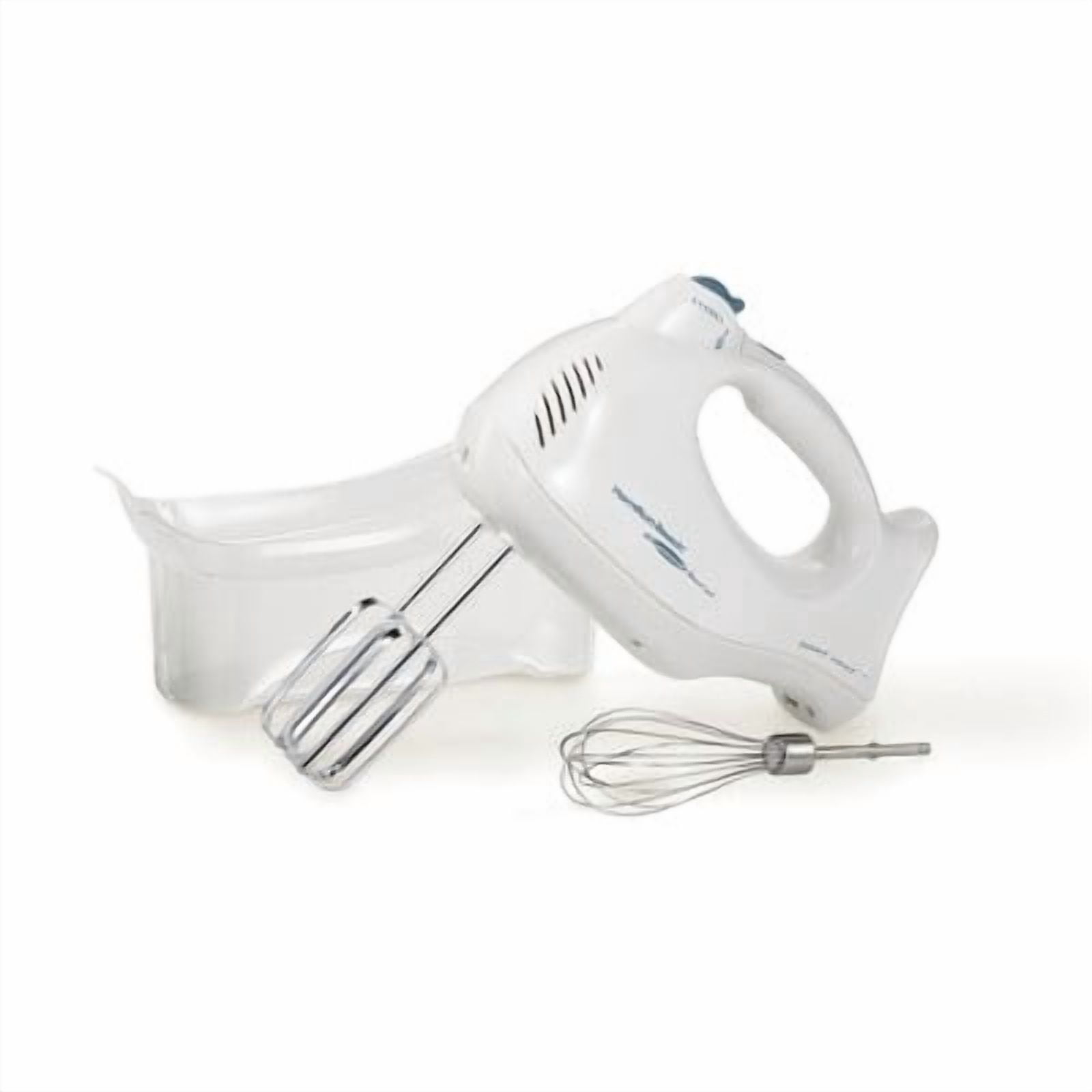 6 Speed Hand Mixer with Snap-On Case 3 Attachments White : 250W, Dishwasher-Safe Parts