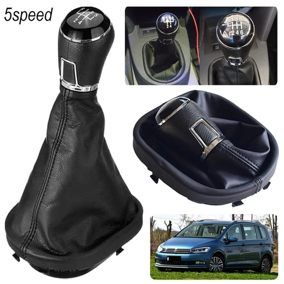 6 Speed Manual Black Shift Knob With Leather Gaiter Boot For Touran 2003-2010 5 speed