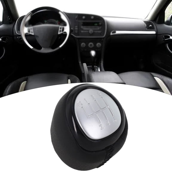 6 Speed Manual Gear Shift Knob Chrome Shifter Handball For Saab 9-3 2003-2012 Abs+ Pu Leather Car Gear Shift Knob