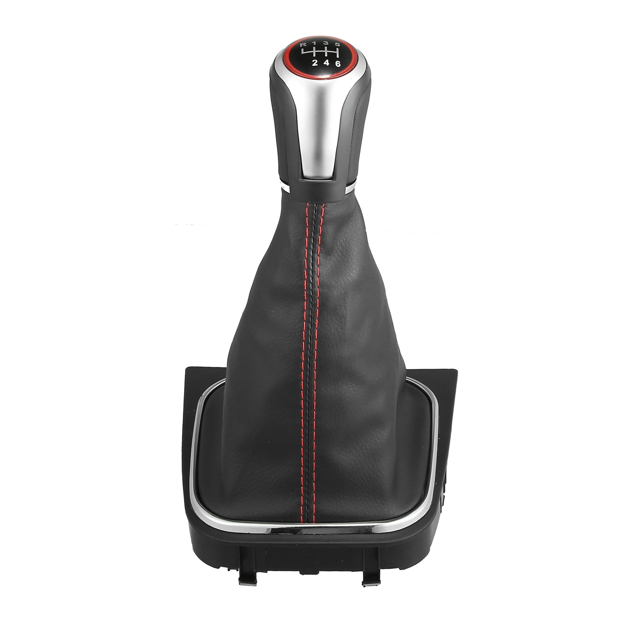 Unique Bargains 6 Speed Manual Gear Stick Shift Knob Transmission with Dust Cover Black Silver Tone for Volkswagen Jetta 2006-2014