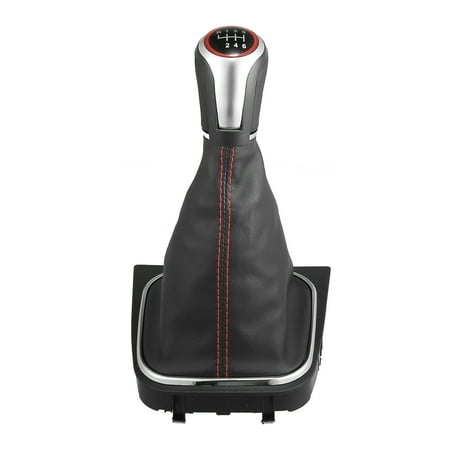 Unique Bargains 6 Speed Manual Gear Stick Shift Knob Transmission with Dust Cover Black Silver Tone for Volkswagen Jetta 2006-2014