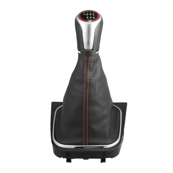 Unique Bargains 6 Speed Manual Gear Stick Shift Knob Transmission with Dust Cover Black Silver Tone for Volkswagen Jetta 2006-2014