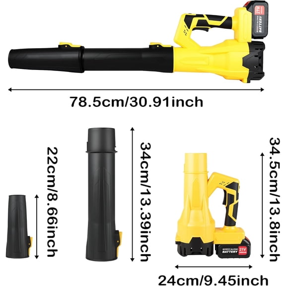 6-Speed Modes Cordless Leaf Blower 21V,200MPH High-Velocity Electric Blower,Lightweight for Dry/Wet Leaves,Lawn Debris,Garage and Driveway Cleaning,Yellow