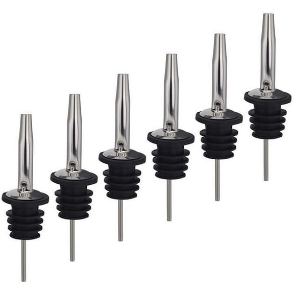 6 Speed Pourers Classic Stainless Steel Liquor Bottle With Tapered Spout