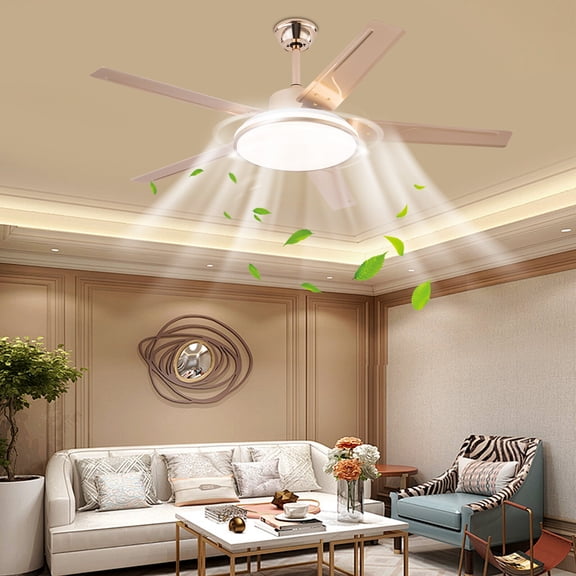 6-Speed Reverse 52-in Gold with Iron Blades Color-Changing Fandelier Ceiling Fan