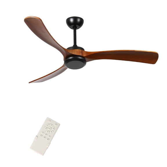 6-Speed Reversible DC Motor Ceiling Fan with Wood Grain Blades, Remote Control & Timer