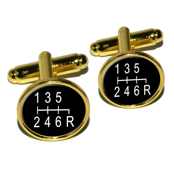 6 Speed Shift Knob Manual Transmission Round Cufflinks