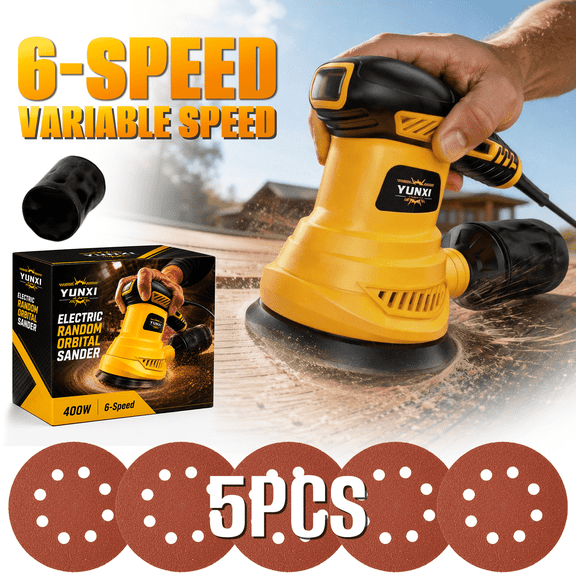 6-Speed Variable Speed Detail Sander, Electric Handheld Sanding Machine with Efficient Dust Collection System & Sandpapers, 13000RPM Polishing Tool for Wood & Surface Finishing