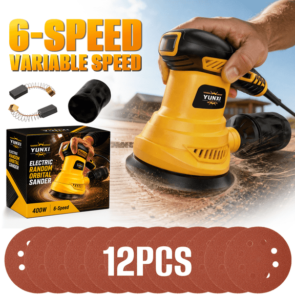 6-Speed Variable Speed Detail Sander, Electric Handheld Sanding Machine with Efficient Dust Collection System & Sandpapers, 13000RPM Polishing Tool for Wood & Surface Finishing