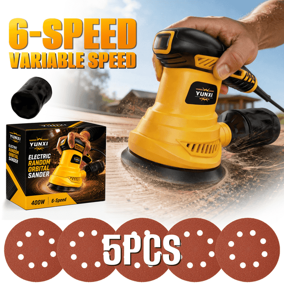 6-Speed Variable Speed Detail Sander, Electric Handheld Sanding Machine with Efficient Dust Collection System & Sandpapers, 13000RPM Polishing Tool for Wood & Surface Finishing