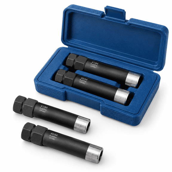 6 Spline Lug Nut Socket Set, 2 Piece, 41/64" & 45/64", For M12x1.25/1.5 Threads
