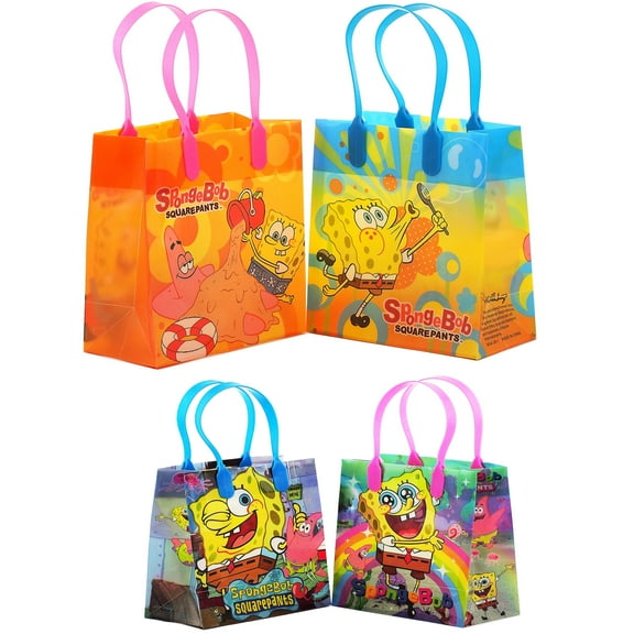 6 Spongebob Small Reusable Goodie Gift Treat Assorted Bags 6"