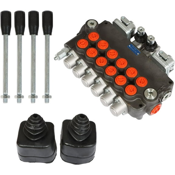 6 Spool Hydraulic Directional Control Valve Double Acting Control Valve 21 GPM 3625 PSI SAE Port for Small Tractors, Tractors, Loaders