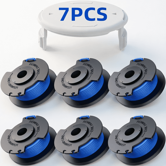 6 Spools 1 Cap 7 Pack AC14RL3A Auto Feed Trimmer Line 0.065 in 11Ft Compatible Ryobi One Plus 18V 24V 40V