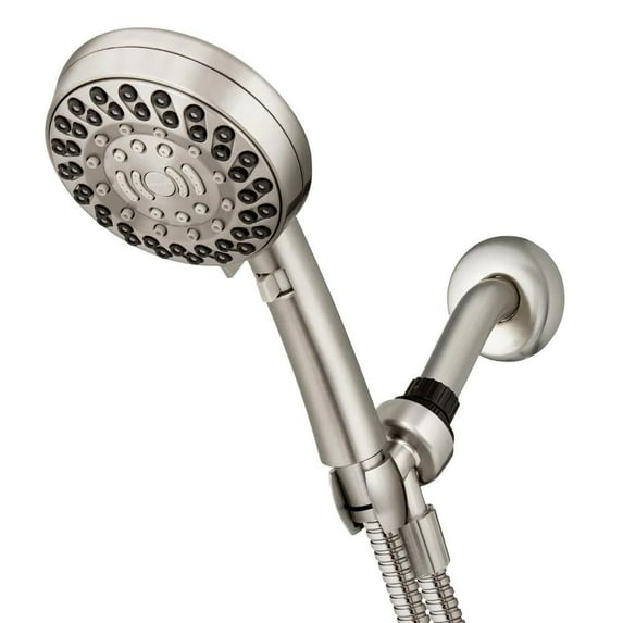 6-Spray Patterns 4.5 In. Single Wall Mount Adjustable Handheld Shower Head In Brushed Nickel