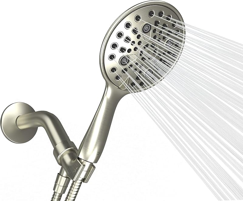 6 Spray Setting High Pressure Hand Held Shower Head - 6" Wide Angle ...
