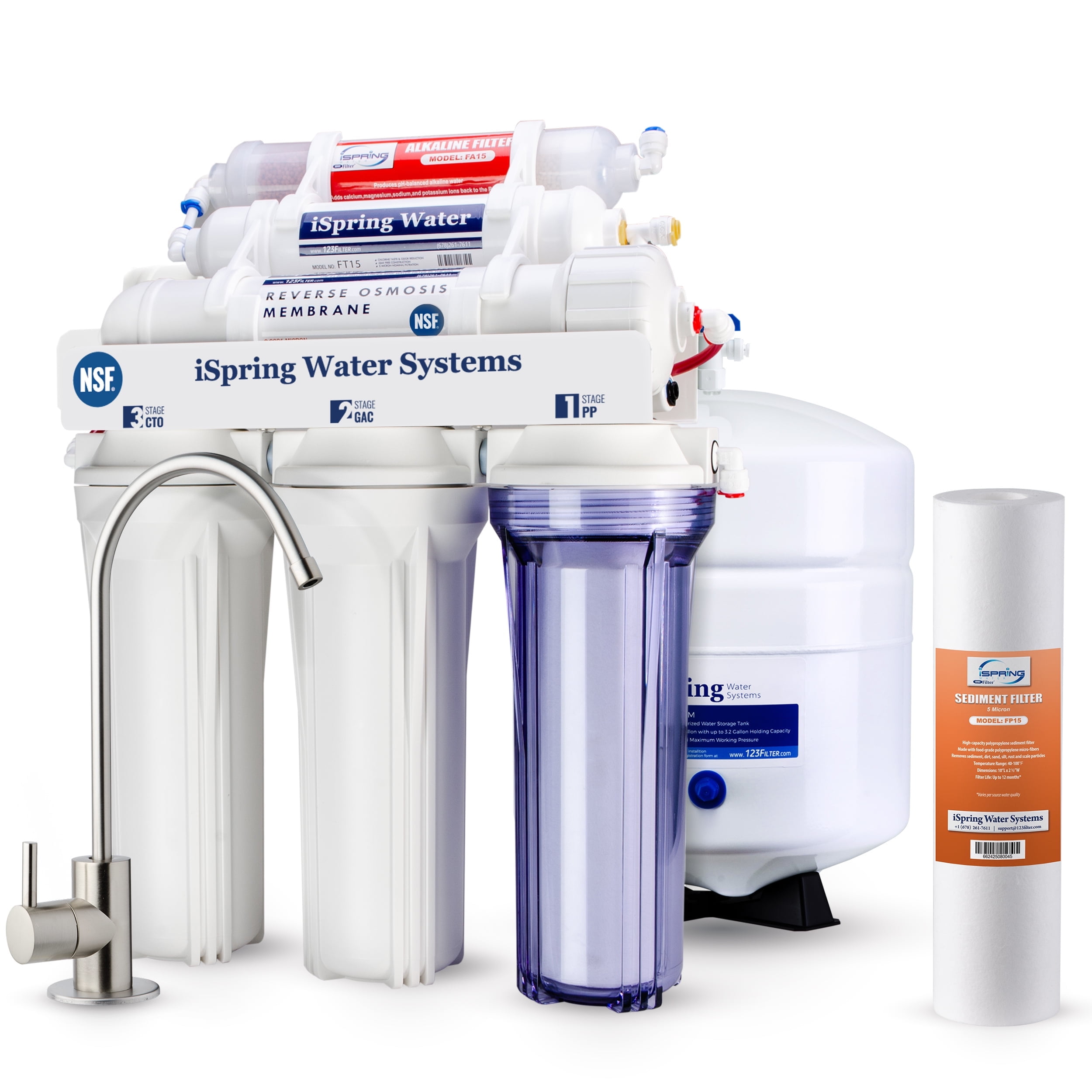6-Stage NSF-Certified Under Sink Reverse Osmosis Drinking Water Filter System with Alkaline Remineralization, Includes an Extra Sediment Filter