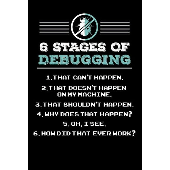 6 Stages of Debugging: 120 Pages I 6x9 I Graph Paper 4x4 I Funny Software Engineering, Coder & Hacker Gifts (Paperback)