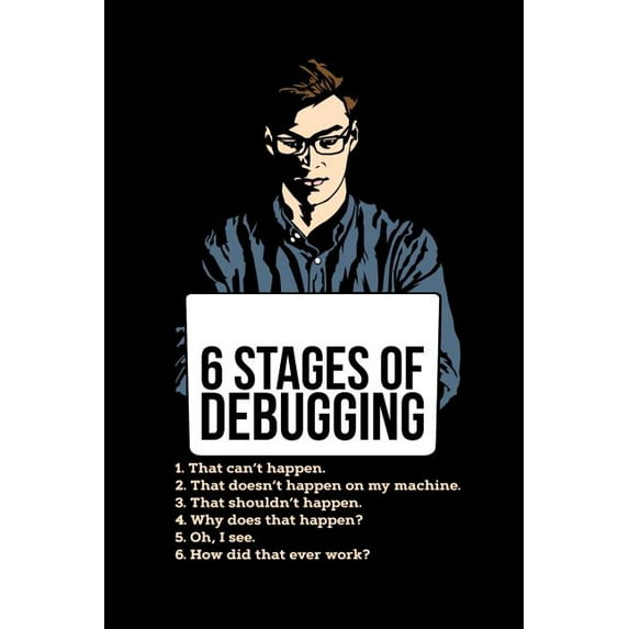 6 Stages of Debugging : 120 Pages I 6x9 I Music Sheet I Funny Software Engineering, Coder & Hacker Gifts (Paperback)