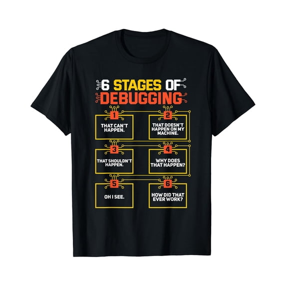 6 Stages of Debugging Computer Programmer Geek Gift T-Shirt - Walmart.com