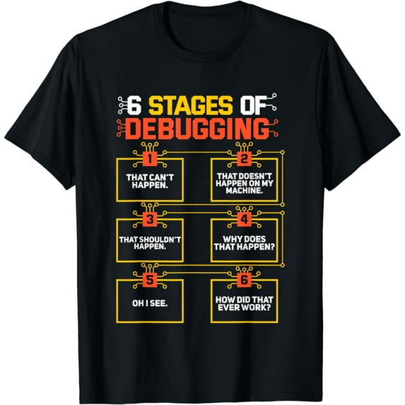 6 Stages of Debugging Computer Programmer Geek Gift T-Shirt
