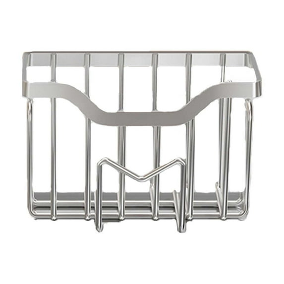 6" Stainless Steel Sink Caddy Organizer - M-Hook Design for Double Sinks, Dishwasher Safe Sponge/Brush Holder with Quick Drain (304 Grade)