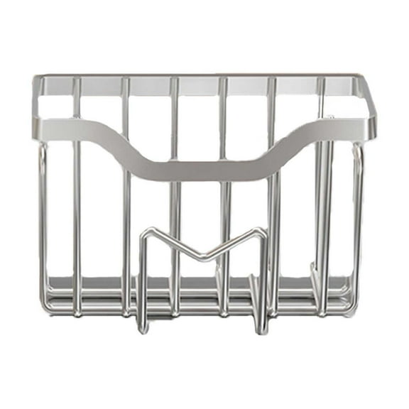 6" Stainless Steel Sink Caddy Organizer - M-Hook Design for Double Sinks, Dishwasher Safe Sponge/Brush Holder with Quick Drain (304 Grade)