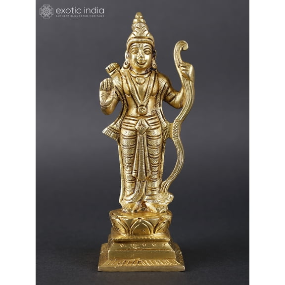 6" Standing Lord Rama Idol in Blessing Gesture | Brass Statue