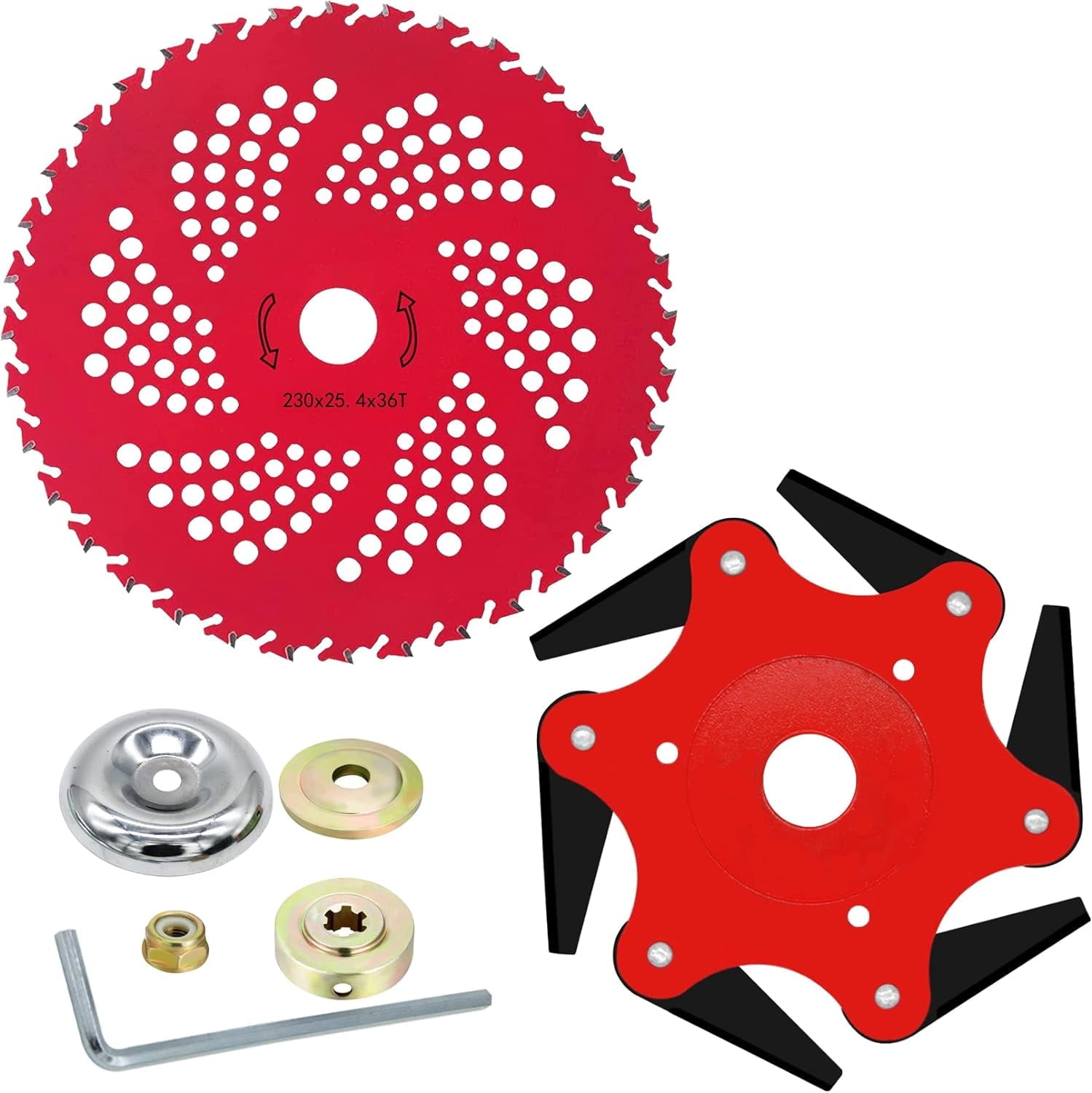 6 Steel Razors Trimmer Head & 36 Teeth Brush Cutter Blade for Weedeater, 65Mn Weed Eater Blades