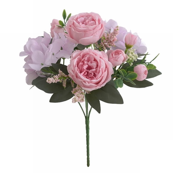 6-Stem Artificial Peony and Hydrangea, Light Green Silk Flowers for DIY Wedding Bouquets, Floral Arrangements, Home Decor, Indoor Plants, and Table Centerpieces