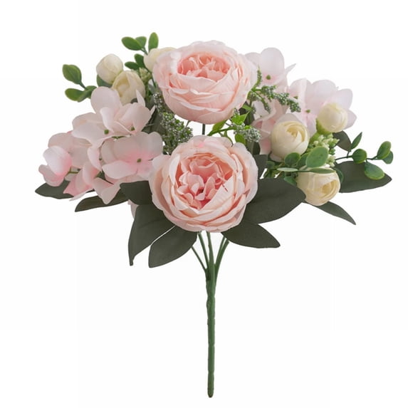 6-Stem Artificial Peony and Hydrangea, Light Green Silk Flowers for DIY Wedding Bouquets, Floral Arrangements, Home Decor, Indoor Plants, and Table Centerpieces
