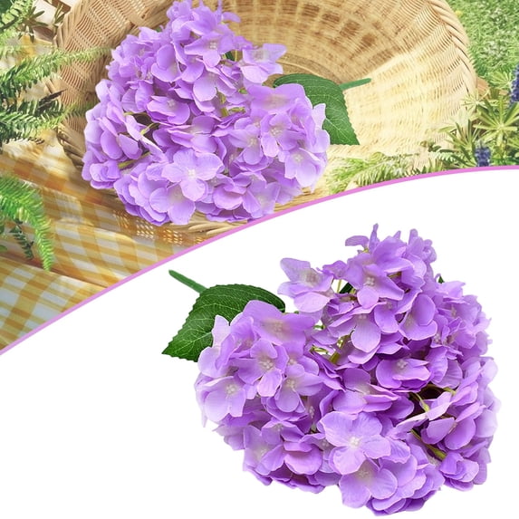 6 Stem Hydrangea Artificial Flowers, Faux Hydrangea Flowers Picks, Fake Hydrangeas Silk Flower with Stems, Fake Silk Hydrangea Flowers for Home Wedding Party Floral Decor
