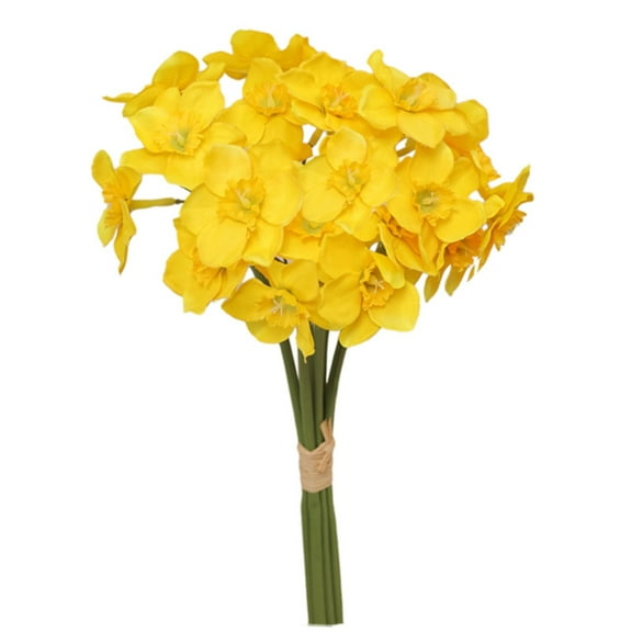 6 Stems Daffodils Artificial Flowers, 1 Bunch Real Touch Fake Narcissus Flower, Silk Spring Fake Flowers Wedding Floral Decor Bouquet for Home Party Wedding Office Anniversary Decor