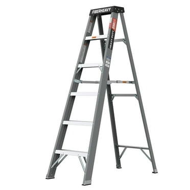 6 Step Ladder,6-Foot Fiberglass Step Ladder, 250-Pound Load Capacity, Type IA
