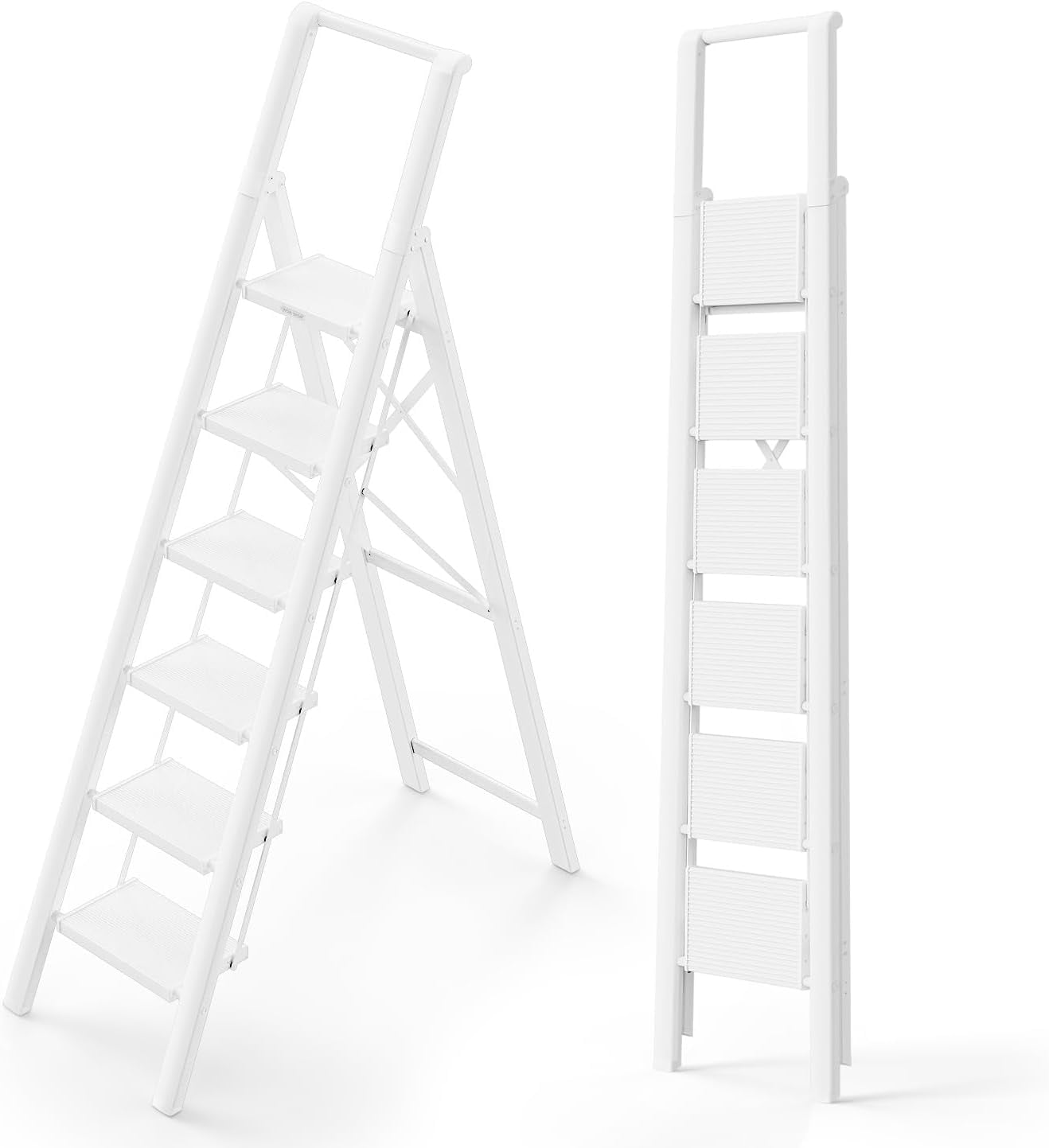 6 Step Ladder, Lightweight Folding ladders with Wide Pedals, Slim