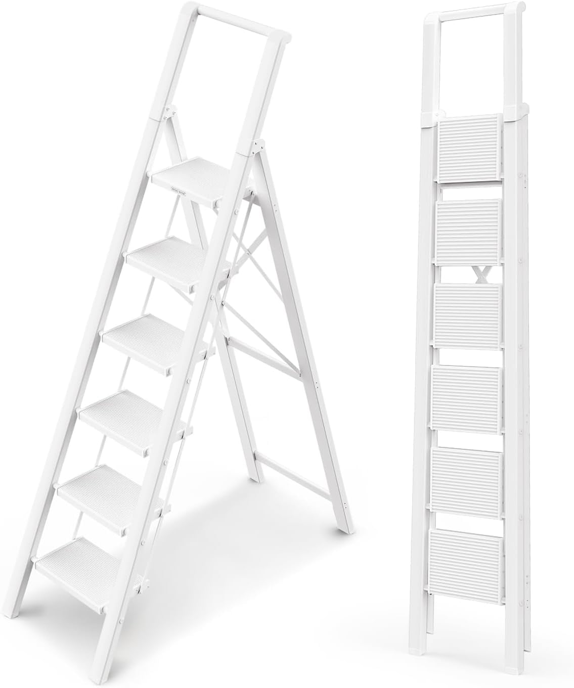 6 Step Ladder, Lightweight Folding ladders with Wide Pedals, Slim ...