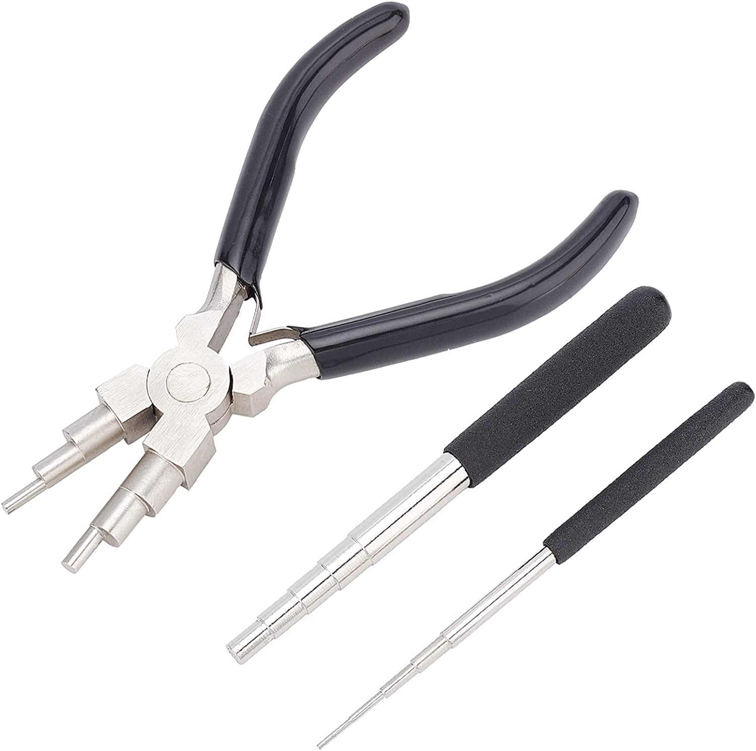 6-Step Multi-Size Wire Looping Forming Pliers Iron Wire Winding Rods Wire Looping Mandrel Wire Wrapping Tool Black 153~153.5x75.5~78.5x12mm