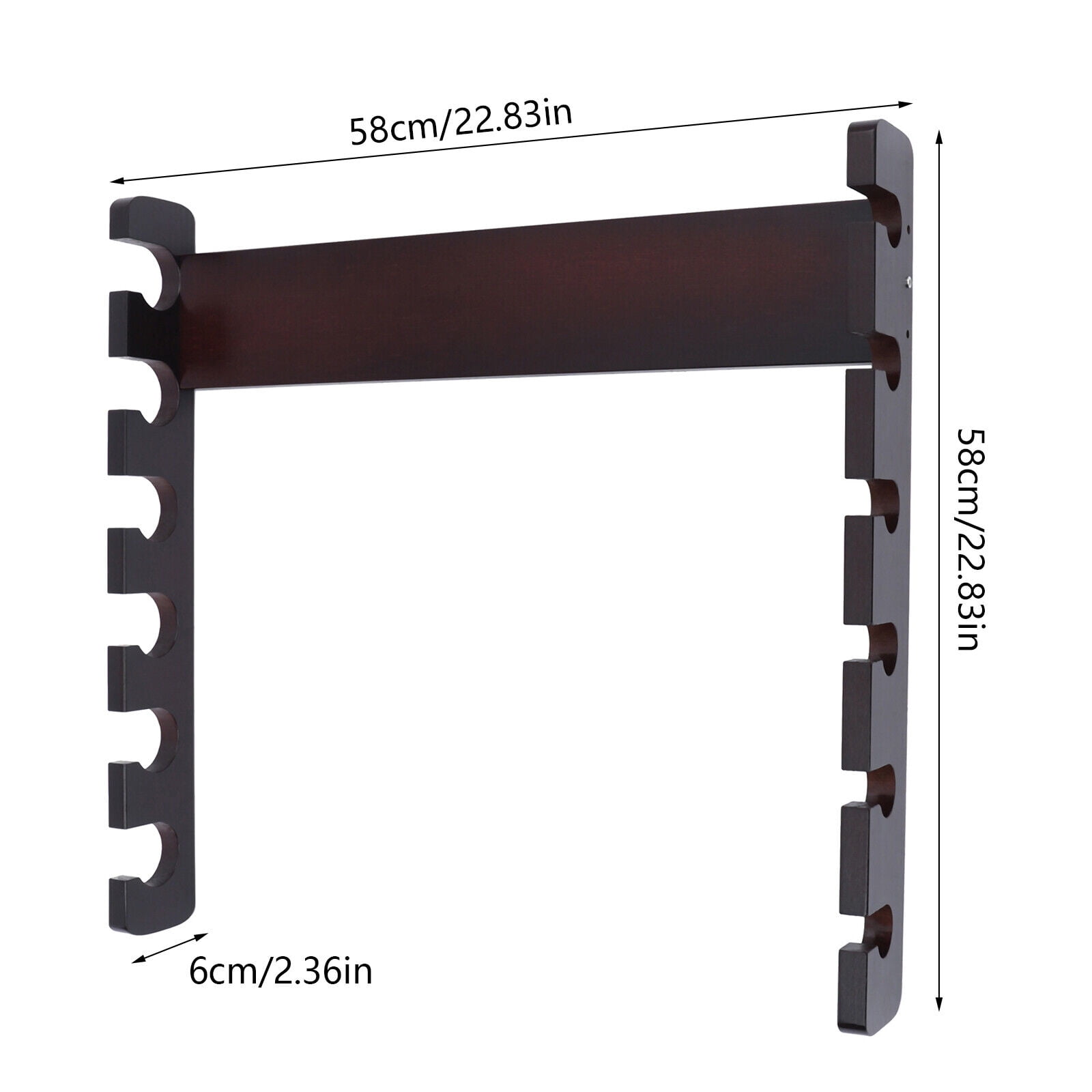 6 Sticks Pool Cue Rack Wall Mounted, Horizontal Storage, Billiard Cue Holder for Play Room, Long