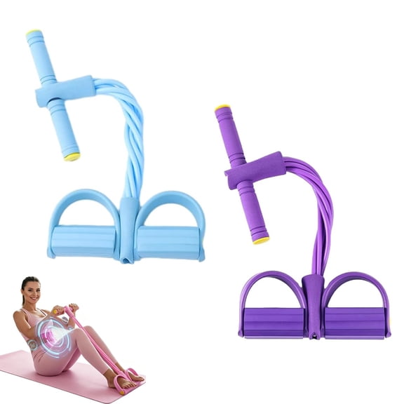 6 Strand Heavy Duty Abdominal Crunch, Multi Use Yoga Elastic Band, Multifunction Foot Pedal Resistance Bands with Handle, Tension Rope for Home Workout, Stretching, Waist, Arm, Leg