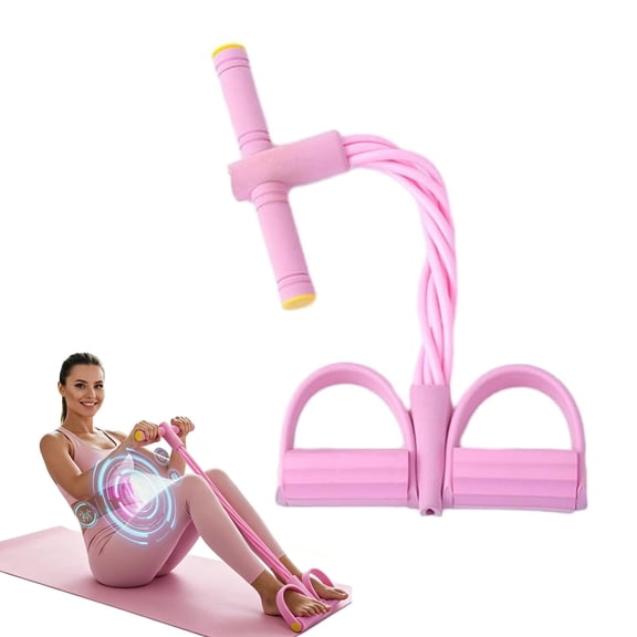 6 Strand Heavy Duty Abdominal Crunch, Multi Use Yoga Elastic Band, Multifunction Foot Pedal Resistance Bands with Handle, Tension Rope for Home Workout, Stretching, Waist, Arm, Leg