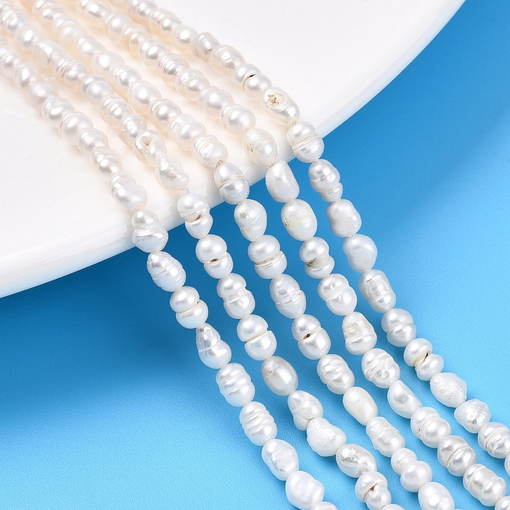 6 Strand Natural Cultured Freshwater Pearl Beads Strands Rice Creamy White 4~6x3~4mm Hole: 0.5mm about 35~36pcs/strand 6.69~6.89''(17~17.5cm)