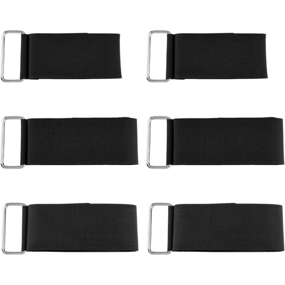 6 Strands 3 Styles Elastic Nylon Hook and Loop Cinch Straps Black Super Stretch Storage Straps with Iron Clasp Pool Hose and Cable Strap for Bicycle Truck Boat