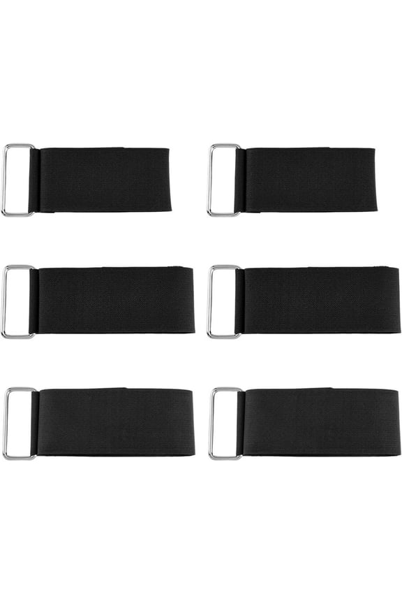 6 Strands 3 Styles Elastic Nylon Hook and Loop Cinch Straps Black Super Stretch Storage Straps with Iron Clasp Pool Hose and Cable Strap