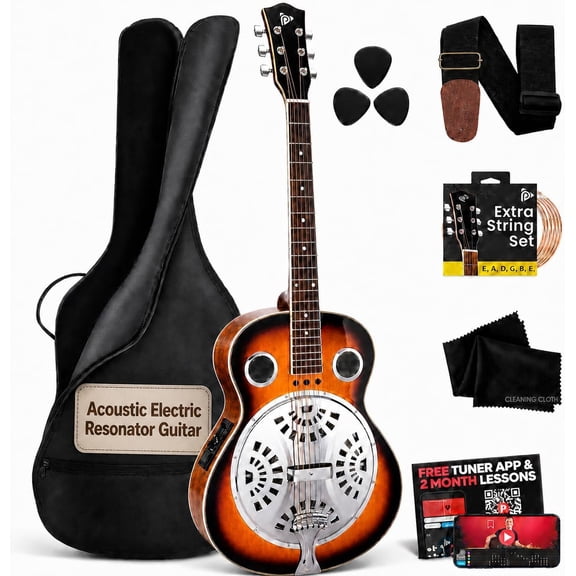 6-String Acoustic Resonator Guitar, Full Scale Resophonic, Accessory Kit Included